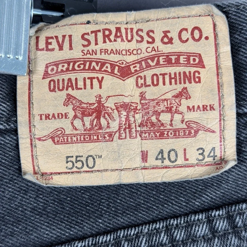 Levi's 550 Gray Denim Relaxed Fit Jeans, Medium Wash, Straight, 5-Pocket Design